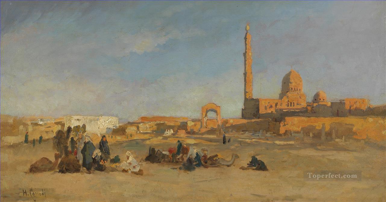 blick auf die kalifengr ber von kairo Hermann David Salomon Corrodi paisaje orientalista Pintura al óleo